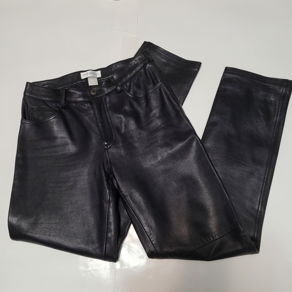 ISO LOOKING FOR Hugo Buscati Black Leather Pants Size 6, 6 Tall, 8, 8 Tall, 10
